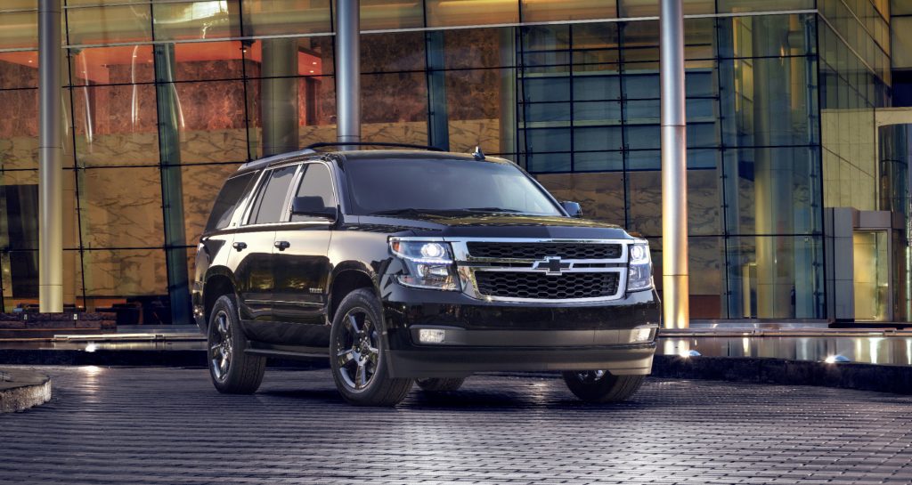 New for 2017, the Tahoe and Suburban LT models are offered with a Midnight Edition package. The LT Midnight includes all of the features found on both the LT trim levels of Suburban and Tahoe and adds 20” black wheels, all-season tires, roof rack cross rails, black assist steps and black Chevrolet “bow tie” logos.